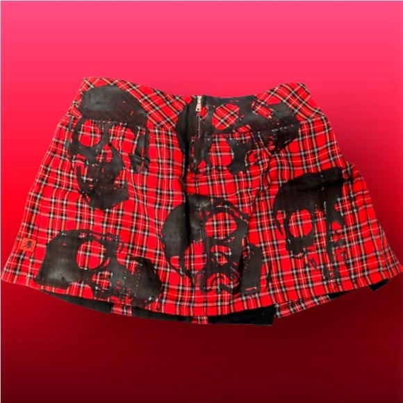 Vintage y2k Tripp NYC Pleated Skull Mini Skirt - Picture 2 of 2
